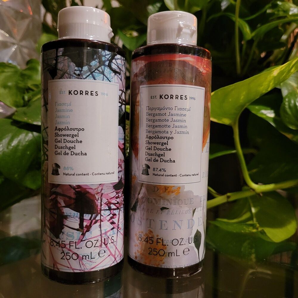 2x KORRES Body Wash Shower Gel Moisturizing Renew Vegan Aloe Jasmine Bergamont